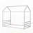 Montessori Style Metal Floor Bed Frame, House Shaped Bed with Guardrails, No Slats-74143708-74143706