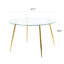 Table en verre moderne simple de 47,2 po, matériau en métal de verre trempé de haute qualité, pieds plaqués or, convient pour la cuisine de restaurant (ensemble de 1)