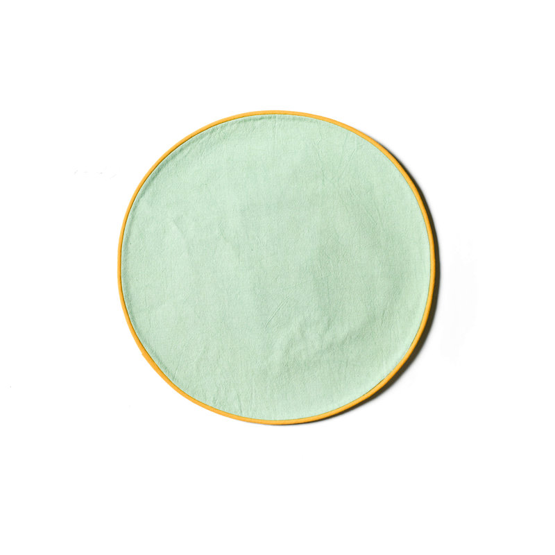 Blush And Pine Color Block Round Placemat Set Of 4, Sage/Brass