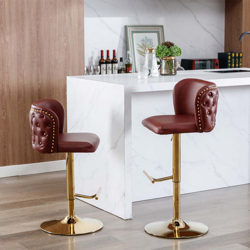 Ensemble de tabourets de bar rembourrés Adjusatble, Doré, Bourgogne