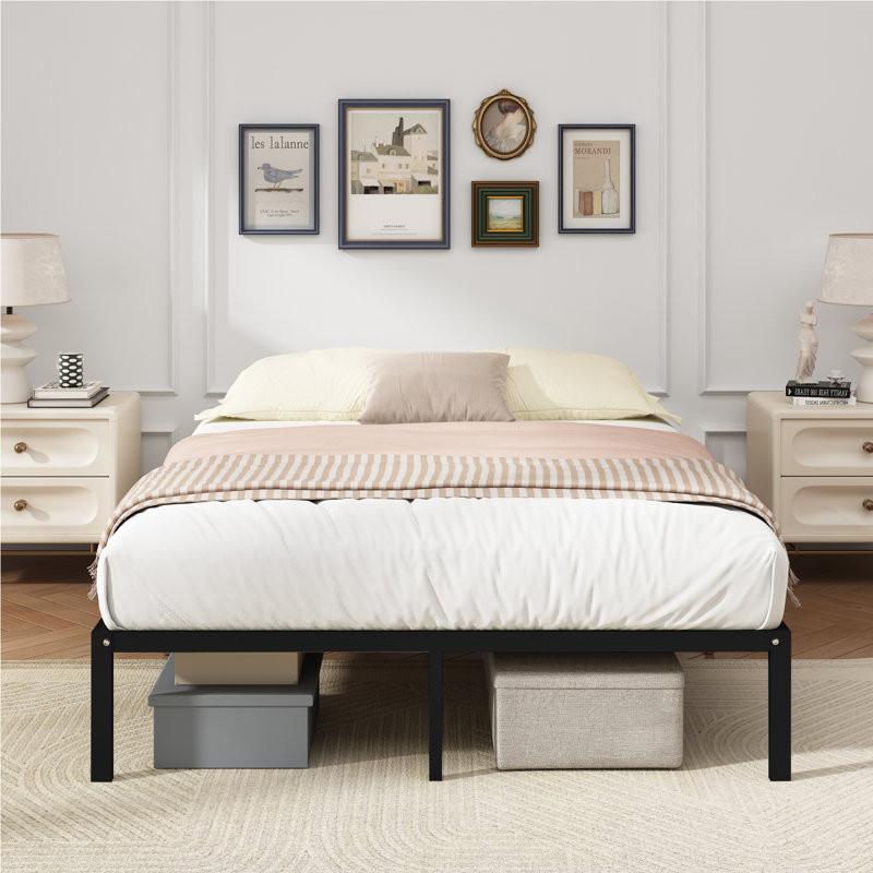 Metal Platform Bed Frame, Black, Queen