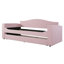Lit de jour simple rembourré avec couchette, accoudoirs de rangement et système audio Bluetooth, molleton Teddy, beige-118661100-118661103