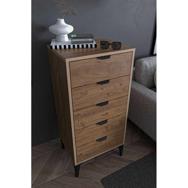 Commode scandinave moderne, finition pin atlas, 39,4 po x 41,3 po x 15,7 po | 100% panneau de particules enduit de mélamine, épaisseur: 0,7 pouce | Poignées en métal élégantes | Parfait pour le rangement et l'organisation de la chambre à coucher