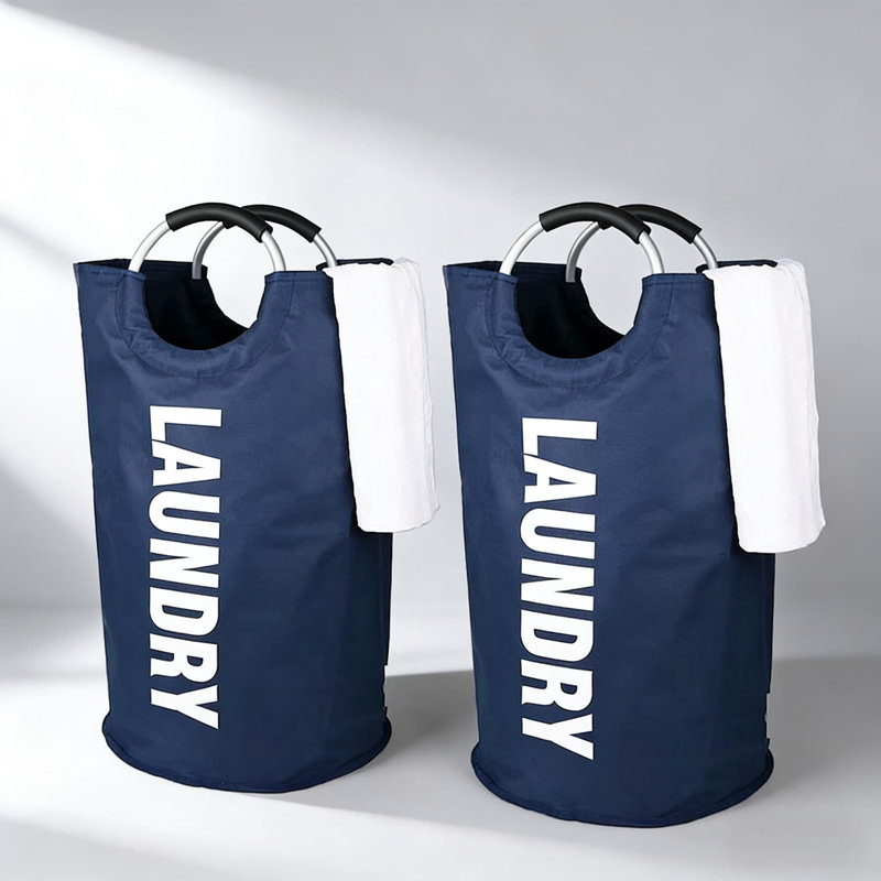 Blue,2Pcs,Foldable Laundry Hamper With Handles, Water-Resistant Oxford Fabric Collapsible Storage Basket For Clothes And Garments,Waterproof, Moisture-Proof, Stain-Resistant And Easy To Clean