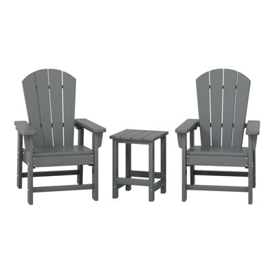 Kids Outdoor Poly Adirondack Chair With Side Table 3-Piece Set