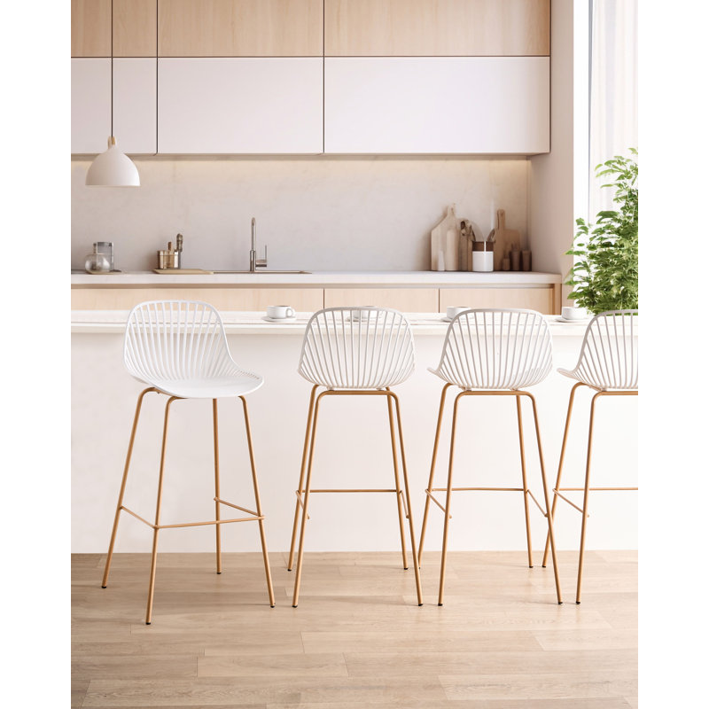 Counter Stool with Metal Frame, White