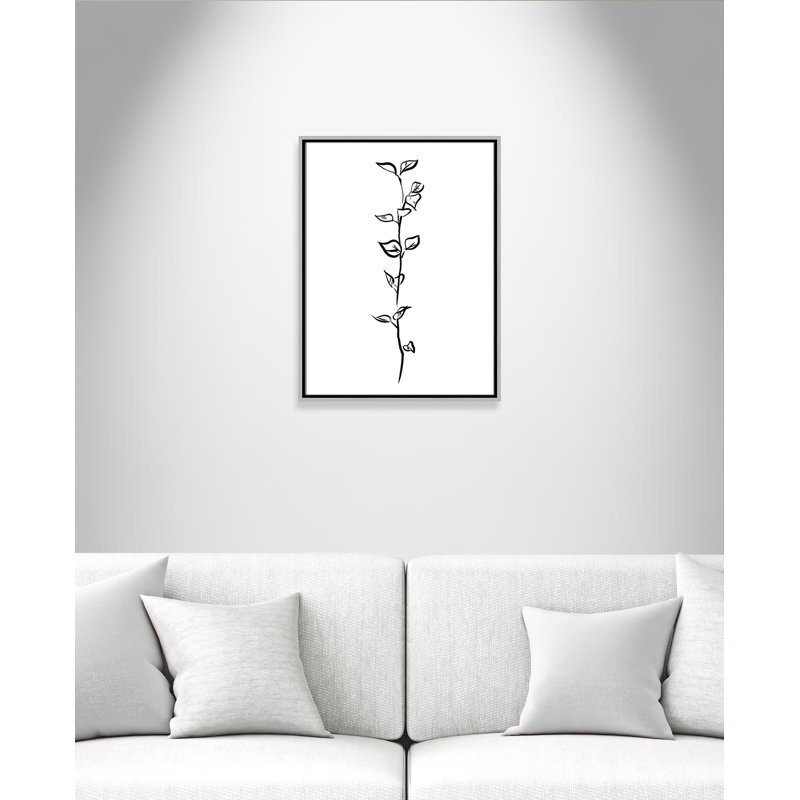 Fleurs simples 4 - reproduction de dessin, H 25,5 po x l 19,5 po x P 2 po, Toile avec cadre argenté