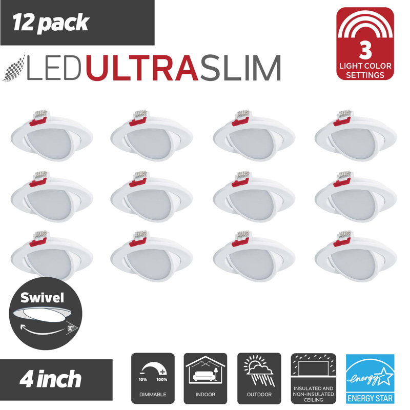 Ensemble d’éclairage encastré à profil mince 4,25 po del, Blanc