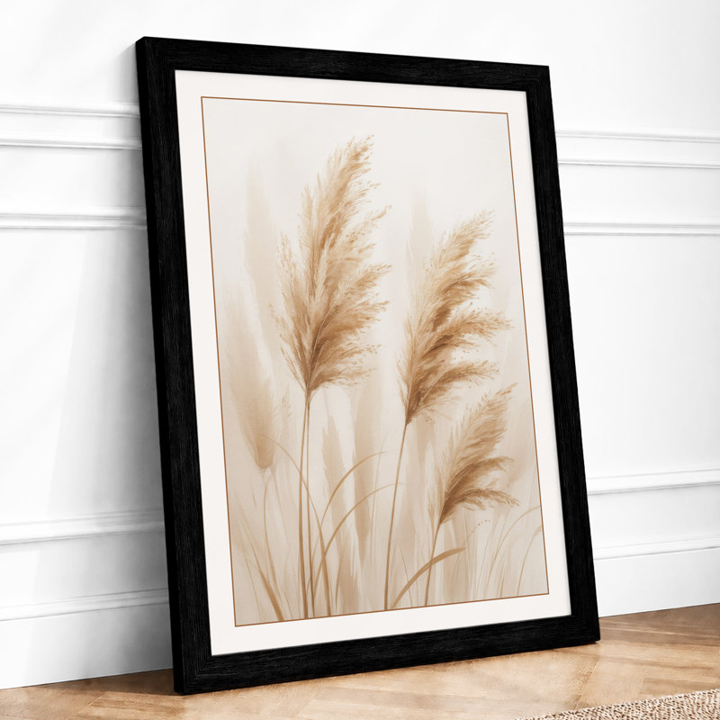 Delicate Pampas Plumes Botanical - Print, A1 - 84.1 x 59.4 cm, Black
