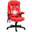 Fauteuil de bureau Vibration Massage, cuir PU rouge, fauteuil avec accoudoirs inclinables