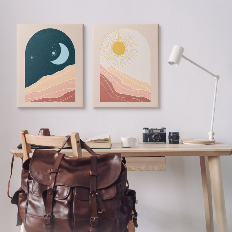 Energétique aride désert quotidien ciel Boho paysage fenêtres Nina bleu, H 24 po x l 30 po, Plaque murale