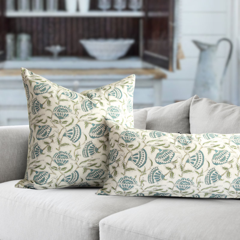 Housse de coussin Bodhi bleue à motif floral, 56 x 56 cm, Carré 22 po, Bodhi Blue
