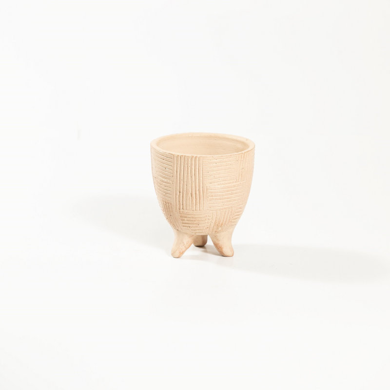 Kyngsten Planter, Beige White, 4.75" H x 5.25" W x 5.25" D