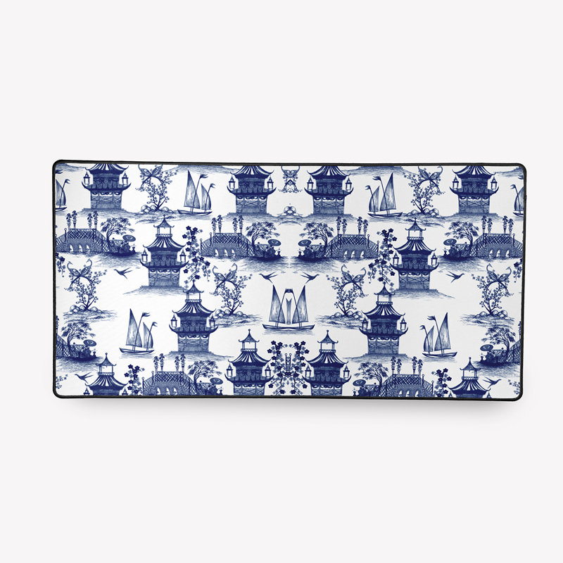 Grand sous-main Zaiden, Porcelaine bleue