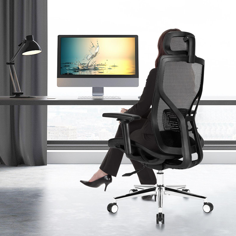 Chaise de bureau ergonomique Latitude Run®, fauteuil de direction réglable en filet avec dossier réglable, appui-tête et accoudoirs 3D pour jouer et étudier