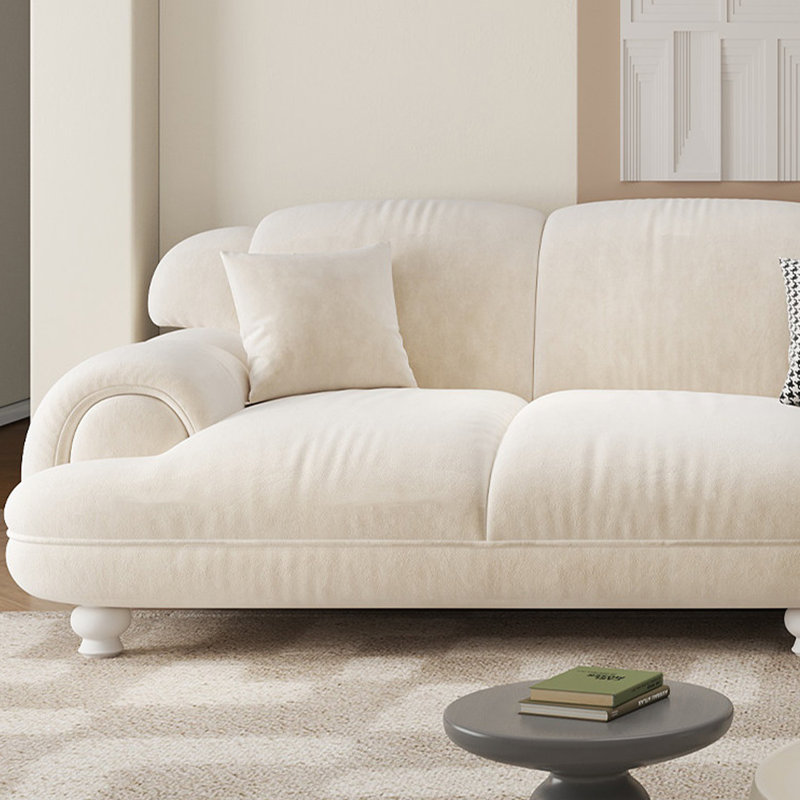 Causeuse-coussin modulaire 100% polyester crème, Crémeux
