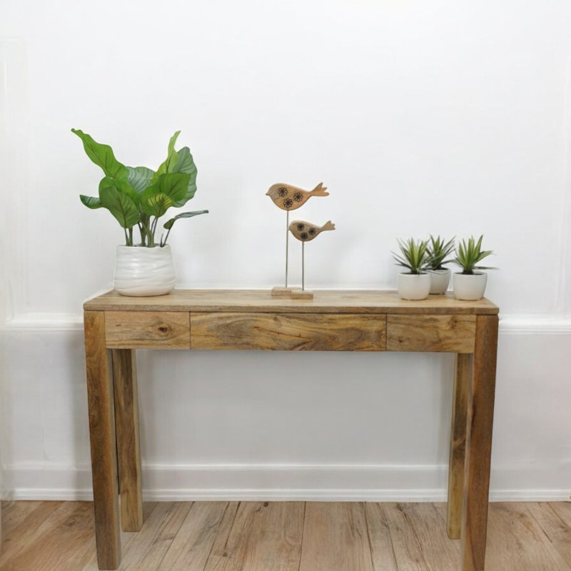 Hand-crafted Solid Wood Console Table With Drawer 