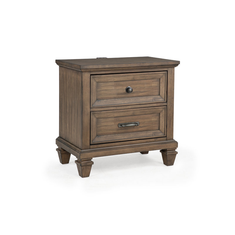 Gurkamal Wood 2-Drawer Nightstand, Brown