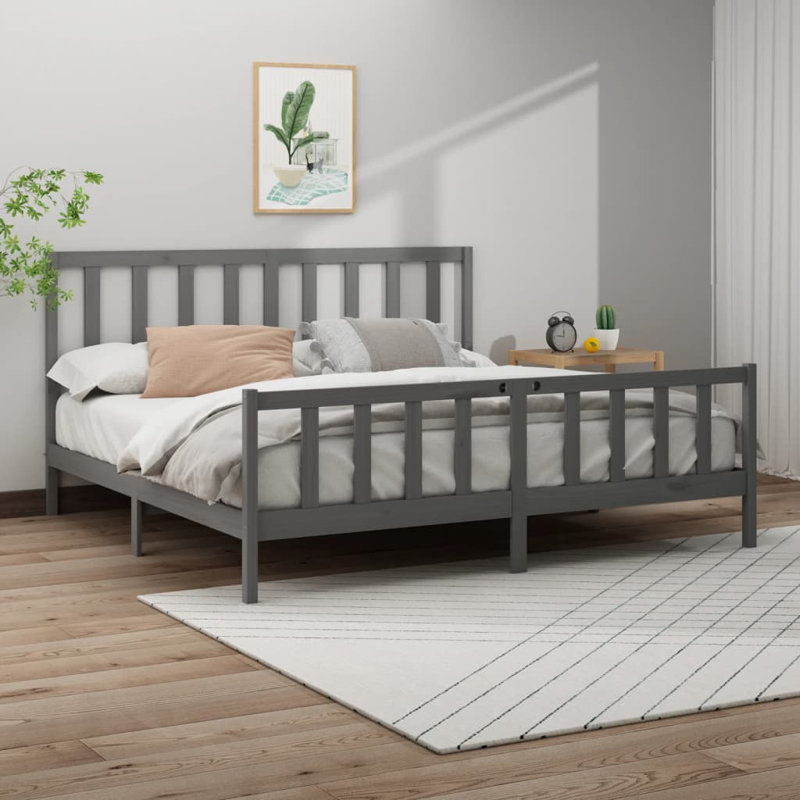 Jawanna Solid Wood Bed, Grey, Super King (6')