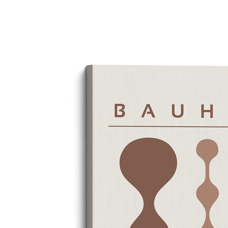 Affiche rétro Bauhaus II , H 36 po x l 24 po, Toile tendue, Blanc cassé / brun-terre cuite-grège