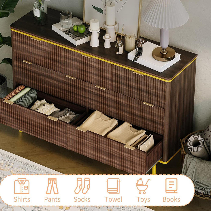 137.9cm W 7 - Drawer Chest of Drawers, Tan