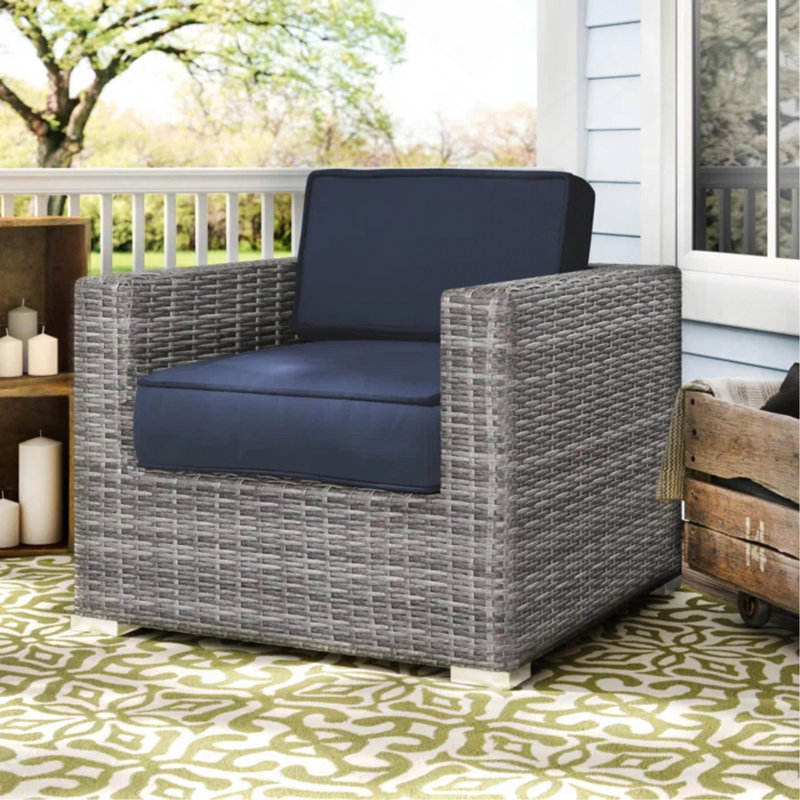 Fauteuil club en osier GRIS