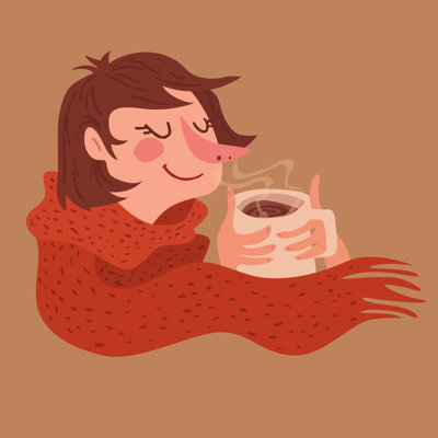 Girl With Coffee - Wrapped Canvas Print