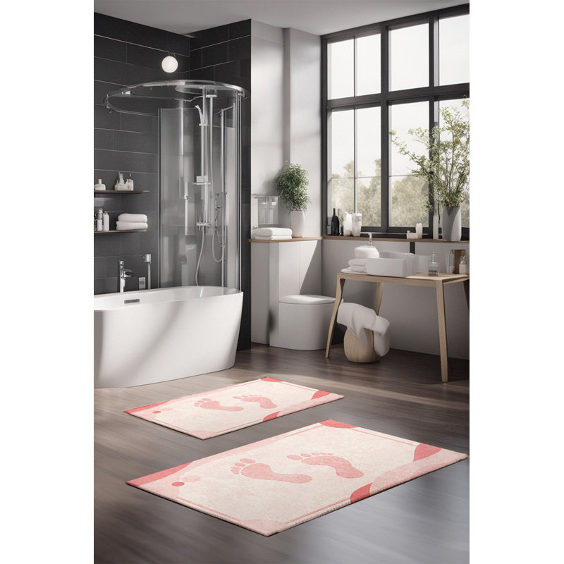 Luxury Bathmat Set (2 Pieces), 100% Polyester, 16.0 x 23.6 inches & 23.6 x 39.4 inches | Non-Slip Antibacterial Design, 0.3 in Pile Height | Machine Washable, Durable & Easy to Clean | Ideal for Bathroom Décor