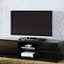 Console contemporaine noire avec revêtement laqué ultrabrillant, tiroirs pleine extension et gestion des câbles arrière, profondeur de 15,31 pouces