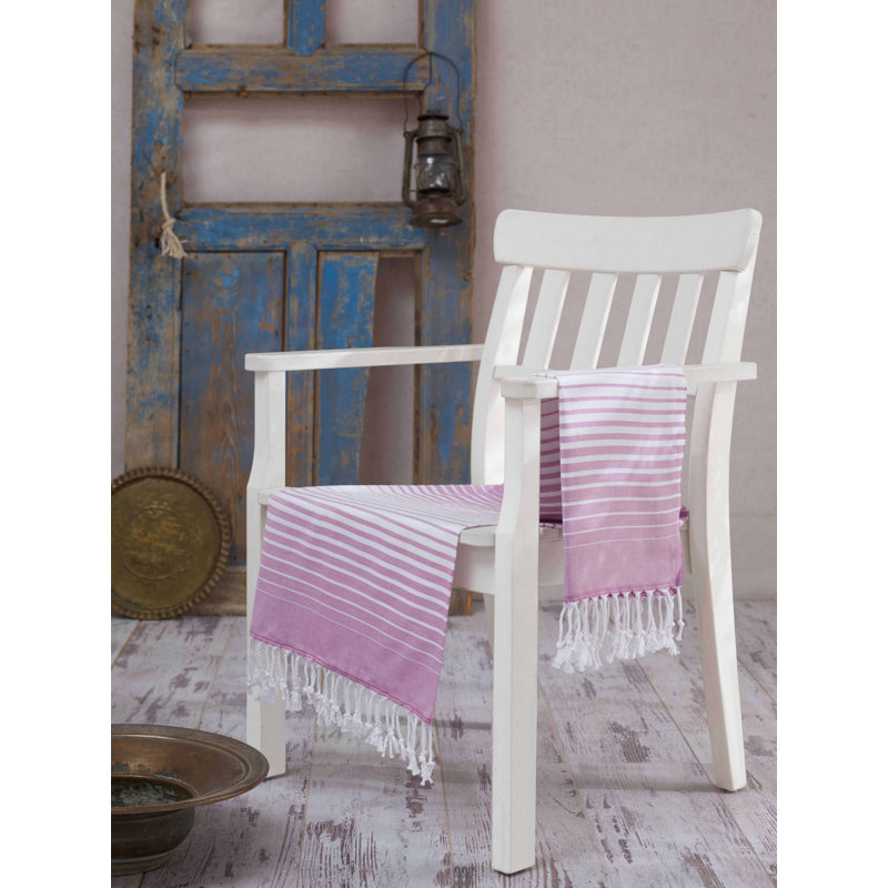 Serviette de plage 100% coton Clery, Lilas / blanc
