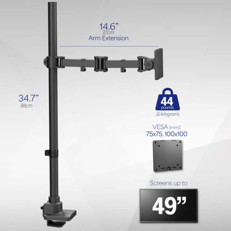 Extra Tall Black Single Ultrawide Monitor Desk Mount