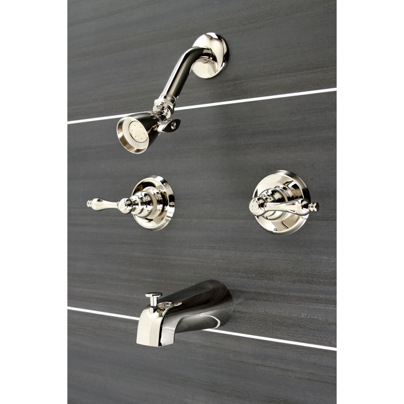 Kingston Brass Victorian Double-Handle Tub and Shower Faucet, Polished Nickel