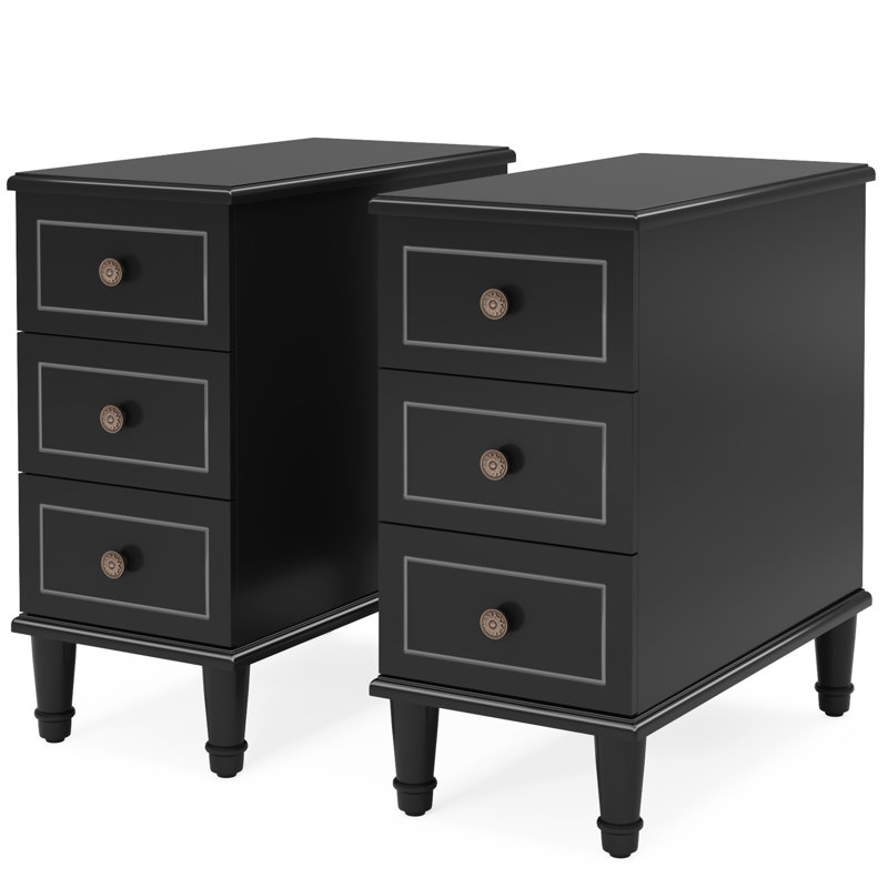 Soichi 6-Drawer Solid Wood End Table, Black