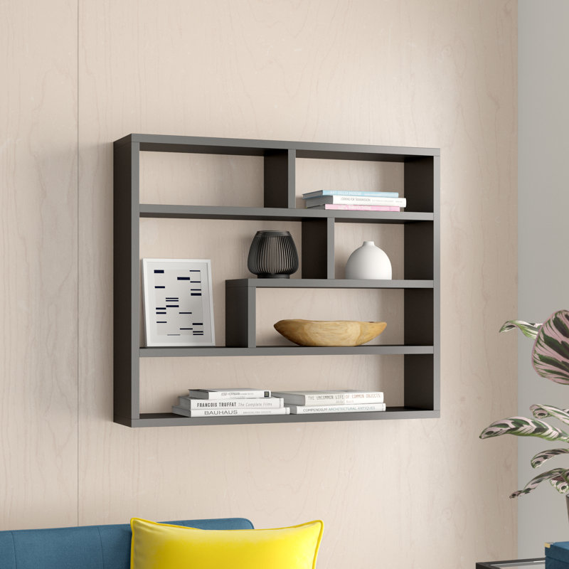 Gipe 7 Piece Cubby Shelf, Black