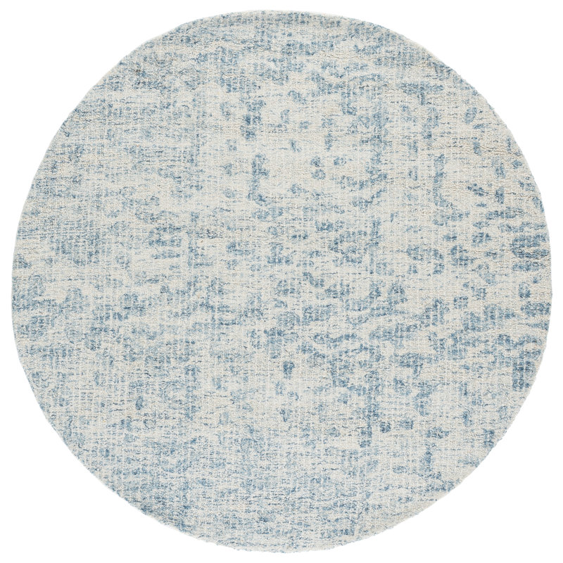 Hudsynn Ebony Hand Tufted Wool Cotton Striped Rug in Dark Green/Light Green, Round 6'