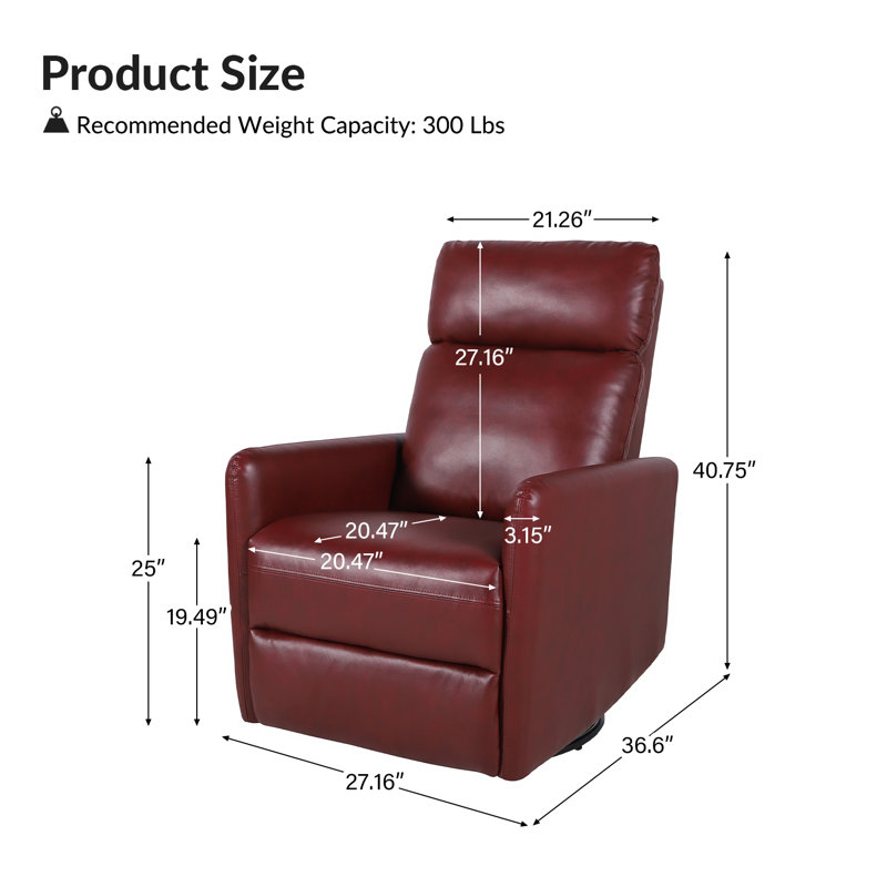 Fauteuil inclinable manuel pivotant en similicuir Gemius, Similicuir bourgogne