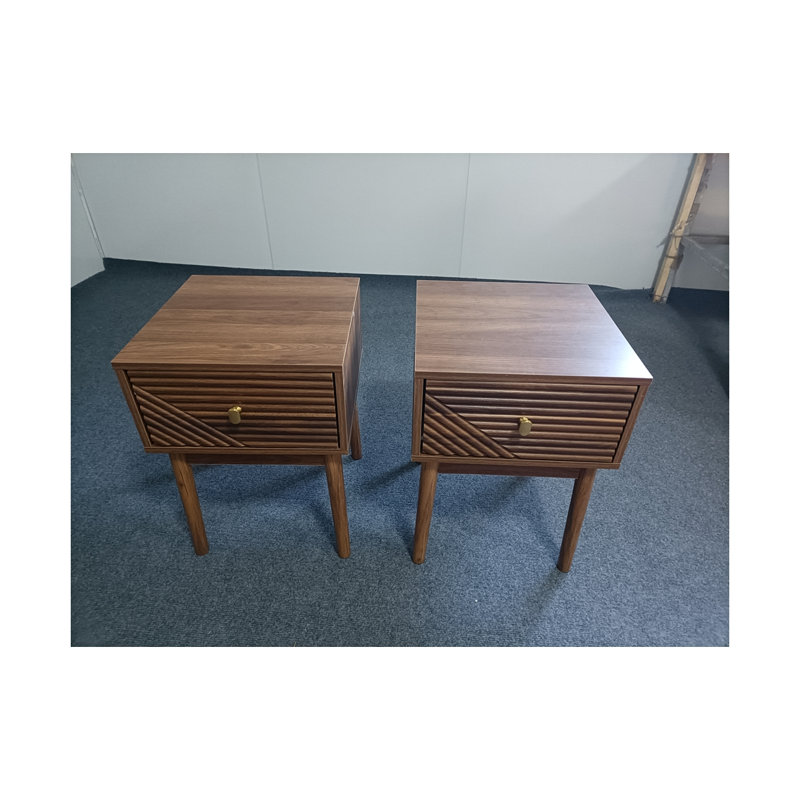 Set of 2 Medieval-Modern Walnut Bedside Tables