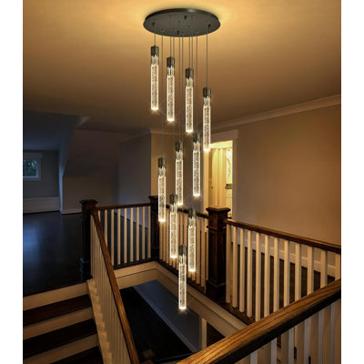 Modern High Ceiling Chandelier Crystal Dimmable Light