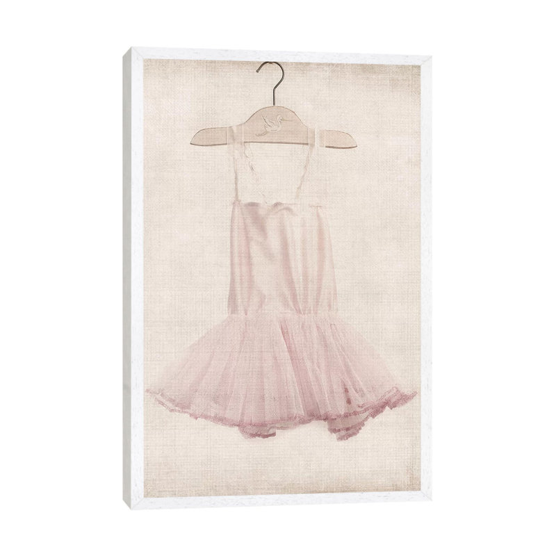 Pink Tutu Ballerina Dress - Print on Canvas, 66.04 cm H x 45.72 cm W, White Framed
