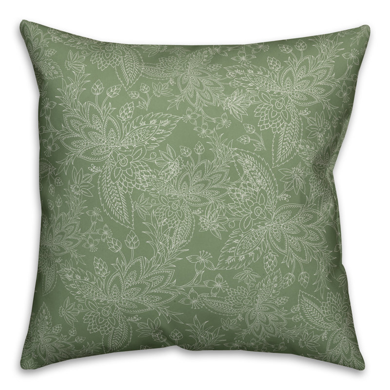  Coussin Paisley, 16 po x 1 po, Housse de coussin, Vert