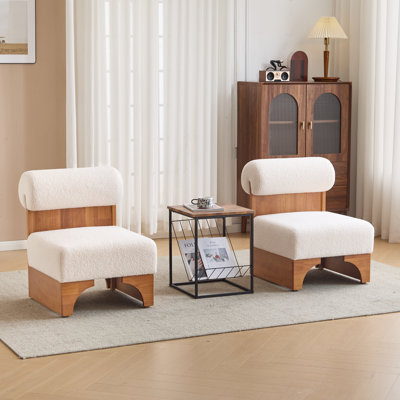 [Ensemble de 2] Méridienne moderne Boucle avec structure en bois massif et dossier roulé, revêtement doux et durable Boucle, idéale pour le salon, la chambre à coucher ou le bureau