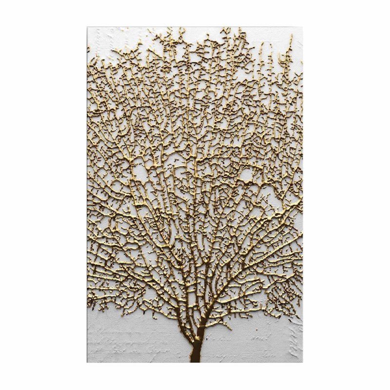 Élégante peinture sur toile décorative, dorée et blanche, 17,7 po x 27,6 po | 100% toile (épaisseur: 0,11 pouce) | Structure robuste en bois de pin à 100% (épaisseur: 0,87 pouce) | Parfait pour les amateurs de décoration et d'art moderne