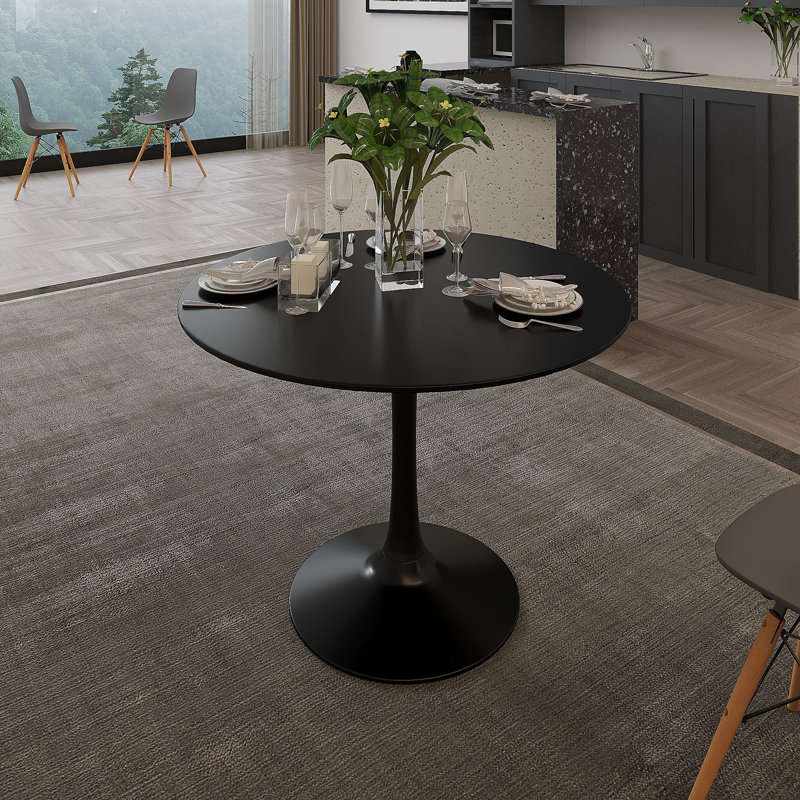 Table de salle à manger / table basse moderne Shrivastava Mid Century, Noir, H 29,5 po x L 39,5 po x l 39,5 po