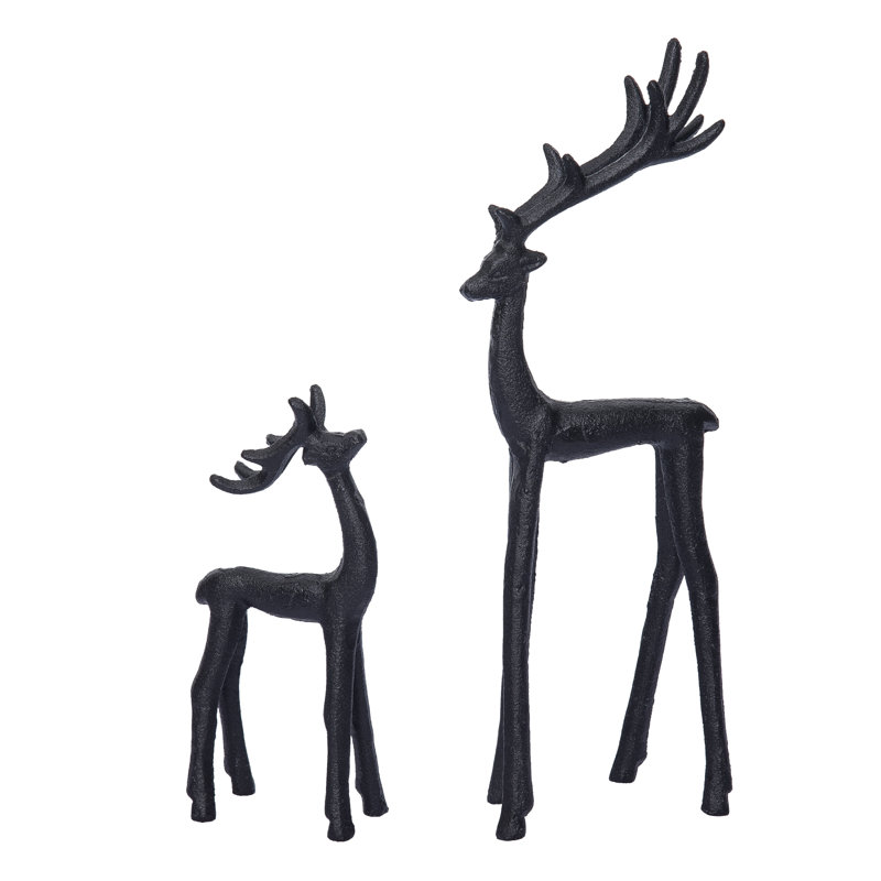 Ensemble de 2 rennes de Noël en métal noir 13,39 po