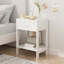 Table de chevet blanche avec tiroir et tablette ouverte, table de chevet à motif de vagues moderne, table de bout à cadre en bois pour chambre à coucher, salon, petits espaces