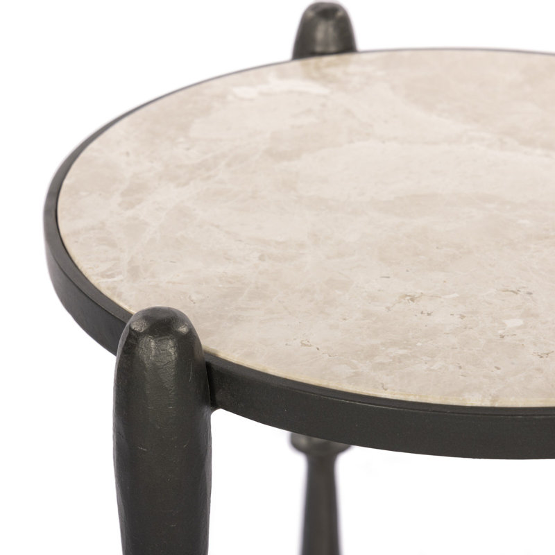RUTHIE End Table, White/Gunmetal