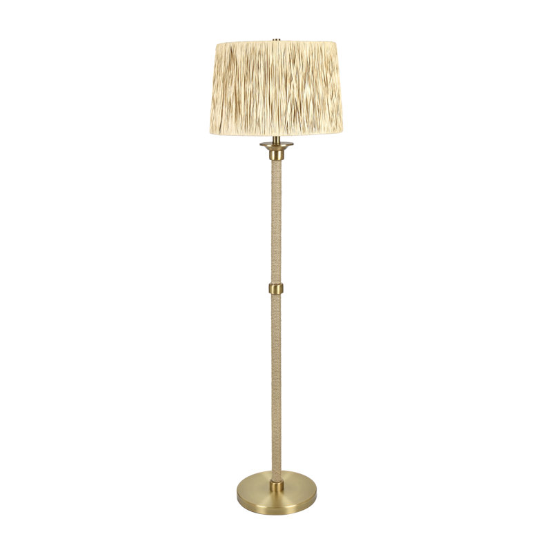 61" Metal Floor Lamp With Beige Shade
