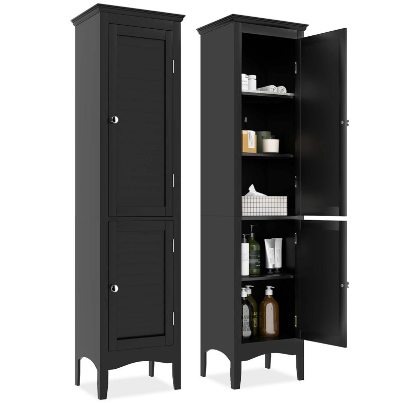 Armoire de salle de bain autoportante Ains, Noir