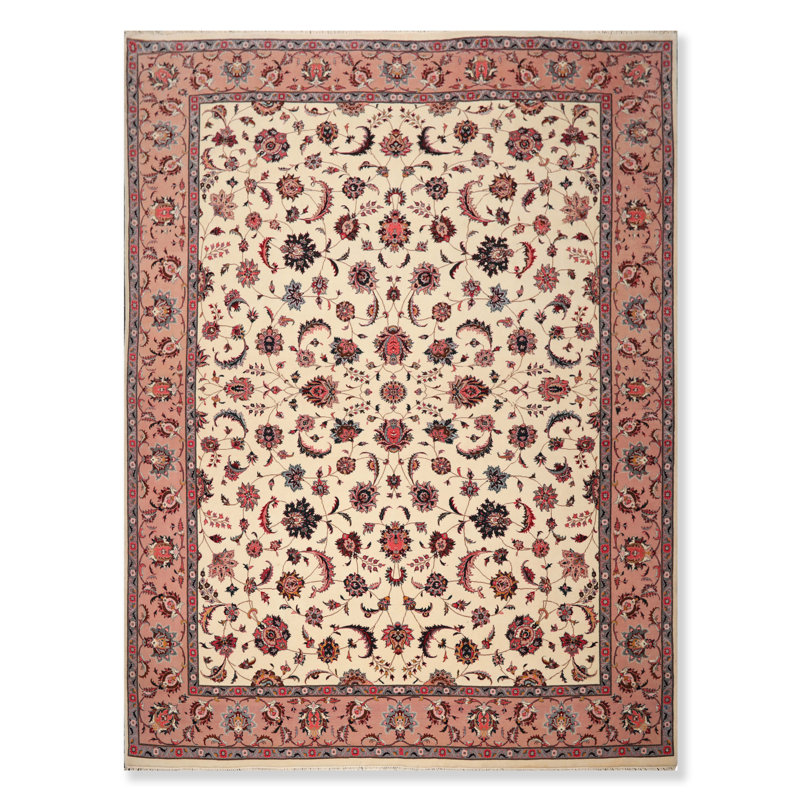 Tapis de surface en laine brun/ivoire 9 pi 2 po x 12 pi en laine noué la à la main one-of-kind Armas