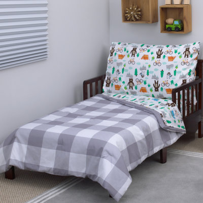 Woodland Boy Greenguard Gold Certified Animals Floral Toddler Bedding Set